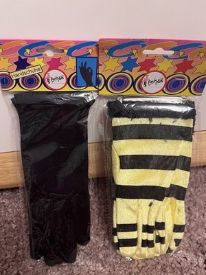 2 HANDSCHUHE Halloween Karneval Fasching Theater Kostüm Zubehör schwarze & Biene