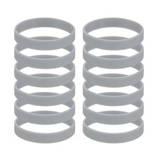 12 Pcs Silicone Bracelets Wristbands, Elastic Blank Sports Bands, Gray