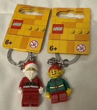 Lego Minifigure Keychain Santa & Elf New