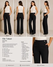 Elie Tahari Black High Rise Straight Leg Dress Pants Size 8 Stretch Tailored