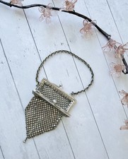 Antique Vintage Silver Mesh Purse Chain Dance Bag Art Deco Edwardian