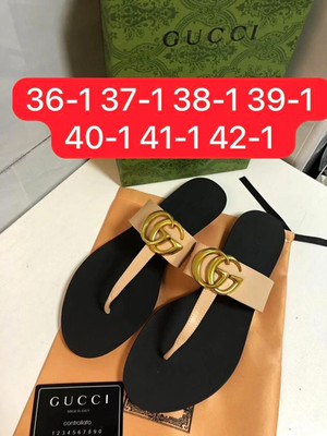 Gucci Women s Leather Thong Sandals Slip On Flat Logo Black Beige 8.5 NIB