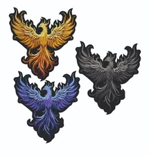 Burning Bird Large Patch Embroidered Fire Phoenix Iron On Back Patch