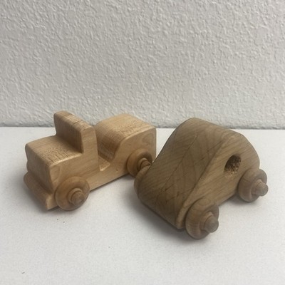 Two Small Wooden Cars The Happy Factory 4  Long Scuffs