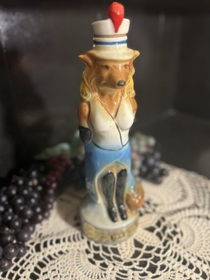 Jim Beam Ceramic Fox Sailor Decanter 1974 Collectible Animal 13'' Tall