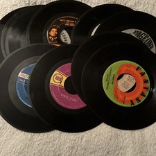 Vintage 7 Vinyl Records Lot Of 9 Mixed Artists and Genre No Sleeves 45 RPM