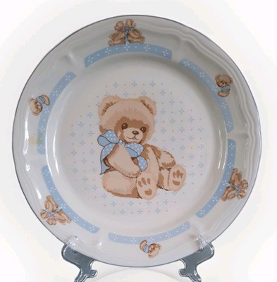 TIENSHAN COUNTRY TEDDYBÄR STEINGUT SPEISETELLER 26 cm DURCHMESSER QUALITÄT.     