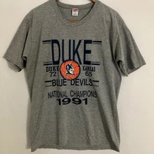 Vtg 1991 Duke Blue Devils National Champs Shirt XL Single Stitch USA Basketball