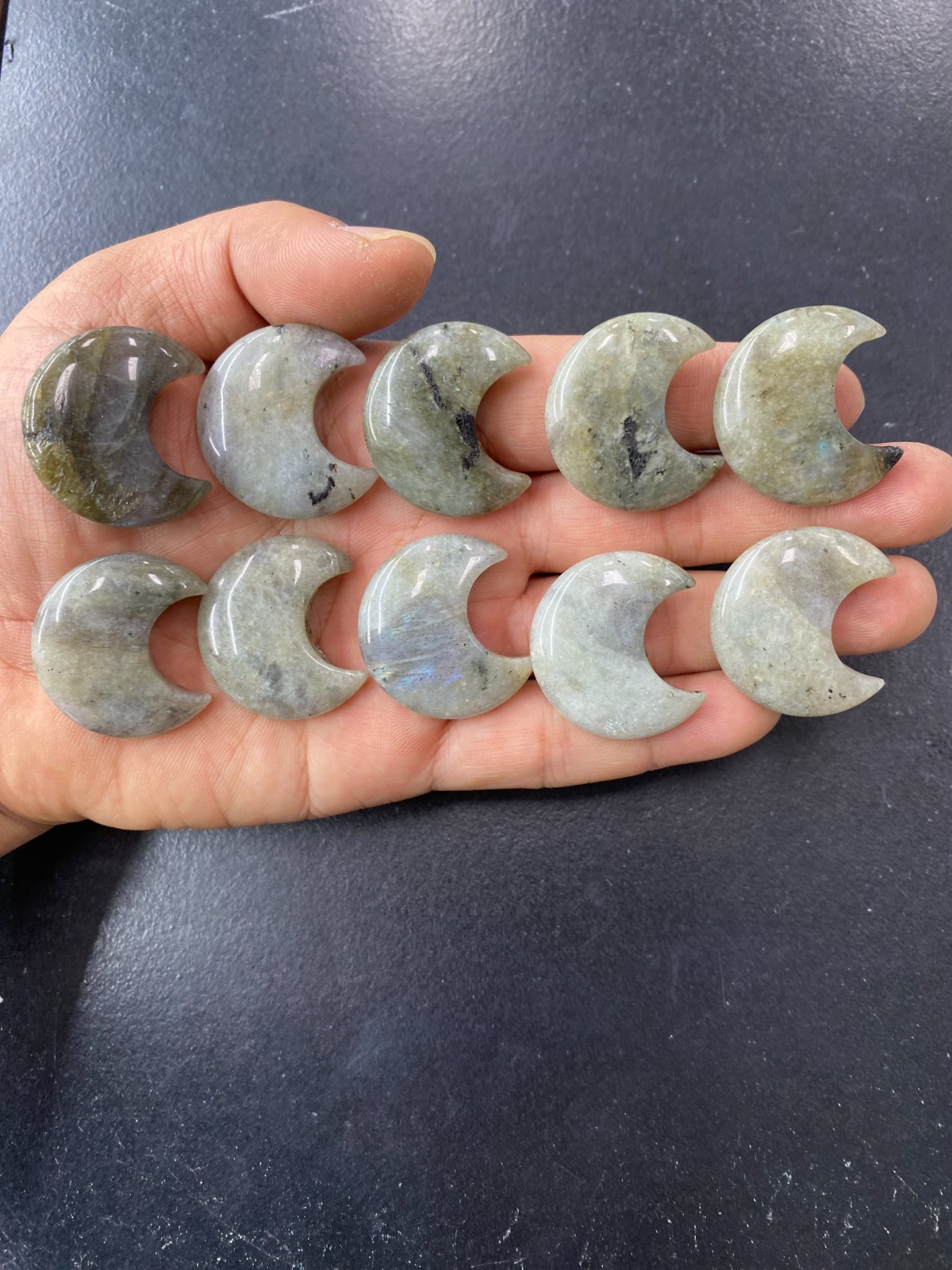 10pc Natural labradorite Quartz carved moon crystal reiki healing gift random