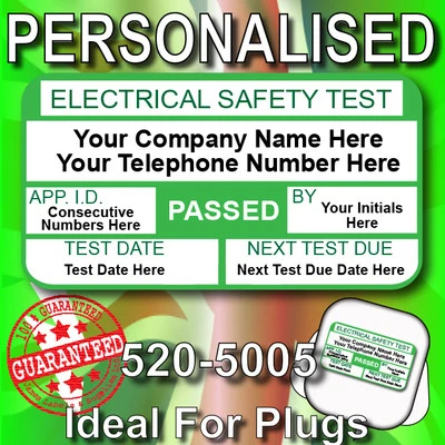JAMES LABELS Personalised PASSED PAT Test Labels / Stickers Ideal For Plugs GREAT VALUE