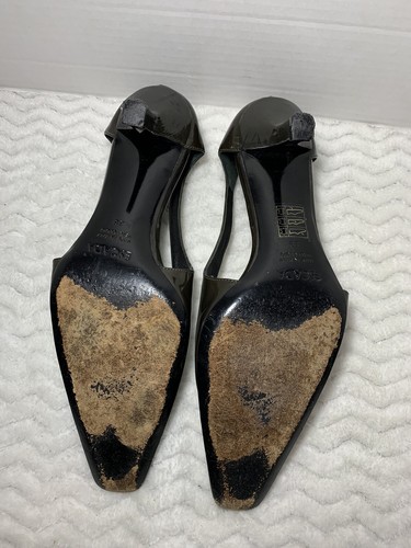 Escada Womens 38 Us 7.5 Vintage Patent Leather Dark Green Strap Pumps Heels. - Picture 7 of 8