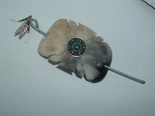 VINTAGE SOUTHWESTERN LUCITE PLASTIC BUN HOLDER BUN WRAP WITH METAL STICK