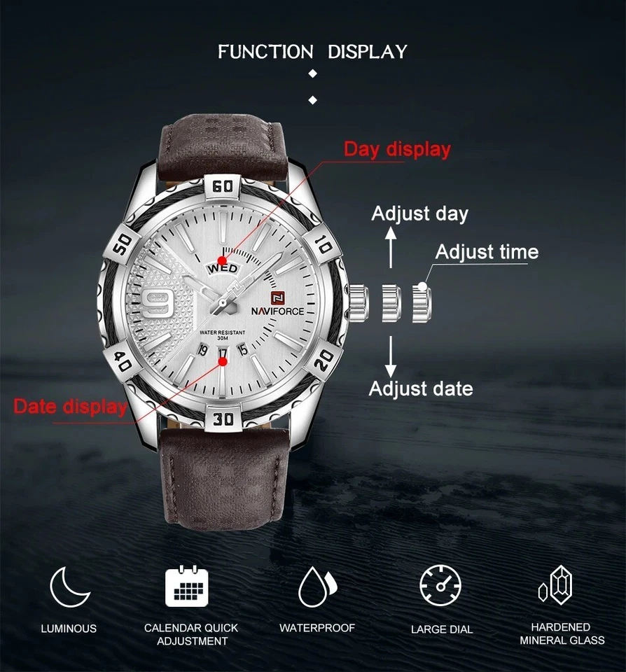 Original NAVIFORCE Men's Watch Fashion Waterproof New Quartz Wrist watches - Image 3 of 4