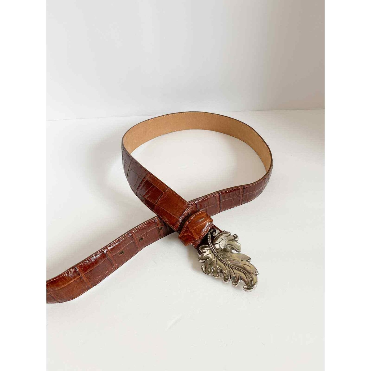 brown embossed crocodile print leather belt from Brighton. size M BRIGHTON Women main image 2
