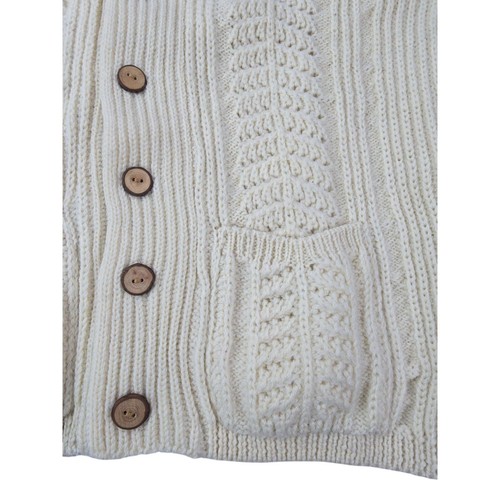 Schulterklappen Wolle schwerer dicker Zopfmuster Schal Cardigan Pullover Italy 42 M - Bild 15 von 18