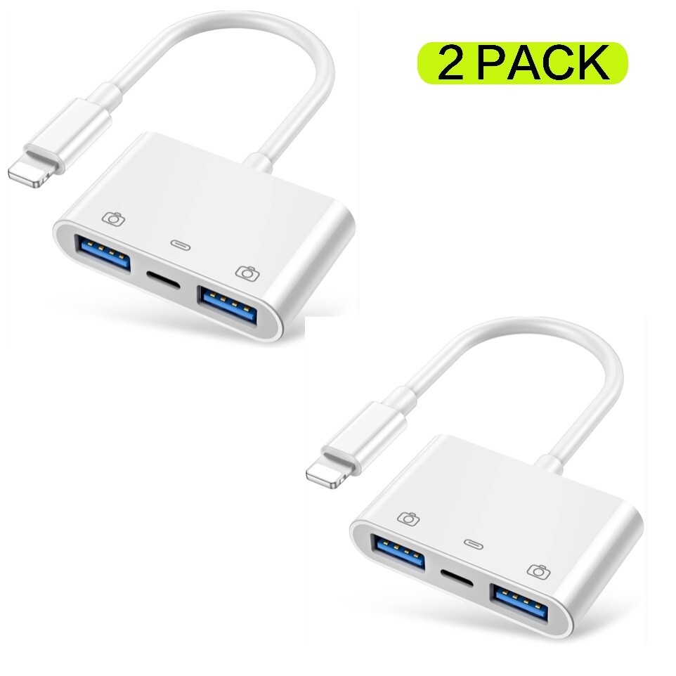 Dual USB Camera Adapter USB Female OTG with Charging Port for