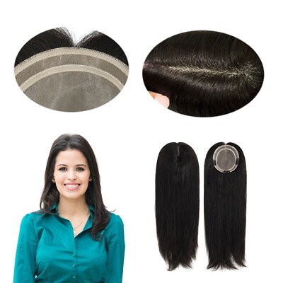 Women Topper Human Hair Fine Mono Top Pieces European Cuticle Remy Hair TP04#NC