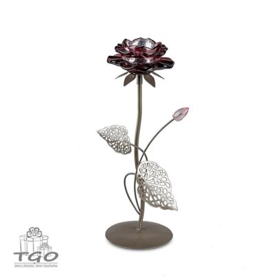 Formano Teelichthalter Leuchter 1flm. Seerose beere-silber 31cm-636232