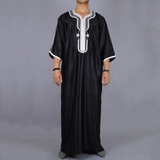 Men Long Sleeve Muslim Clothing Saudi Jubba Arab Kaftan Thobe Long Dress Robe