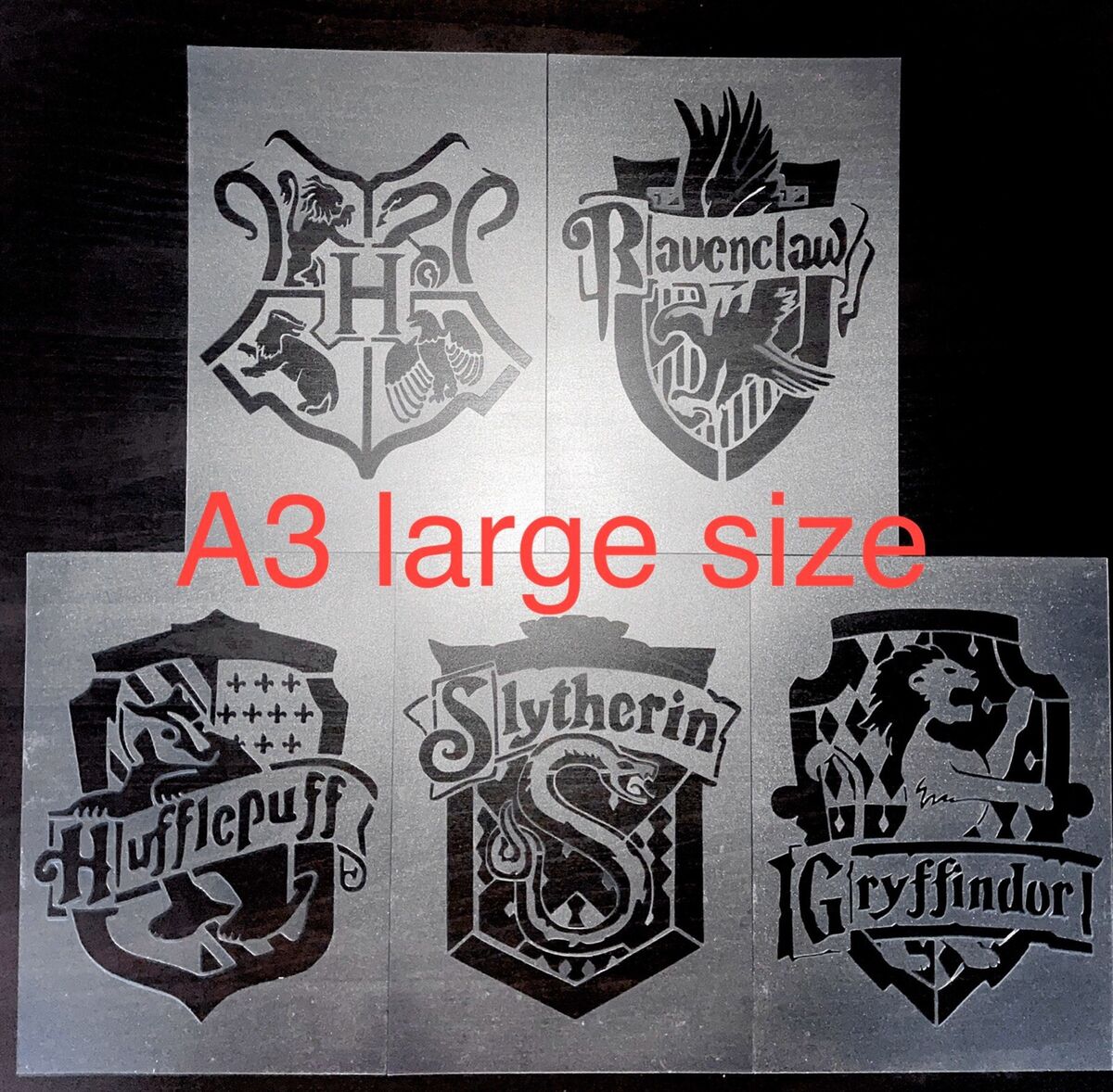 Harry Potter Hogwarts 5 stencils - Gryffindor Ravenclaw Slytherin