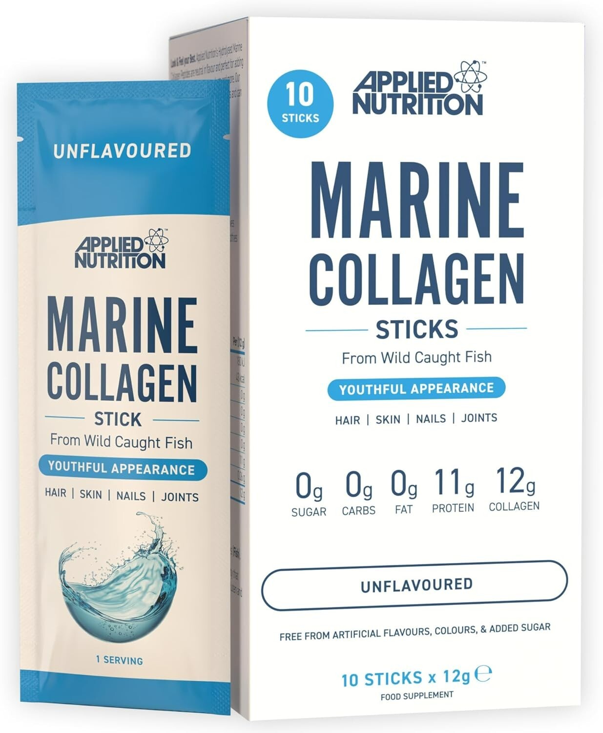 Applied Nutrition Marine Collagen Beauty Support Powder Unflavoured Flavour - 10 X 12G - Image 2