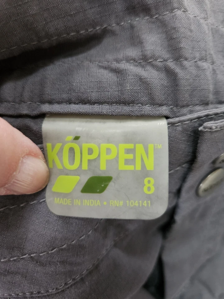 Pantalones capri Koppen para mujer 8 bolsillos grises recortados senderismo aire libre cremallera a presión Foto 4 de 4