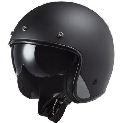 LS2 OF601 BOB FIBREGLASS OPEN FACE LOW PROFILE MOTORCYCLE HELMET  MATT BLACK