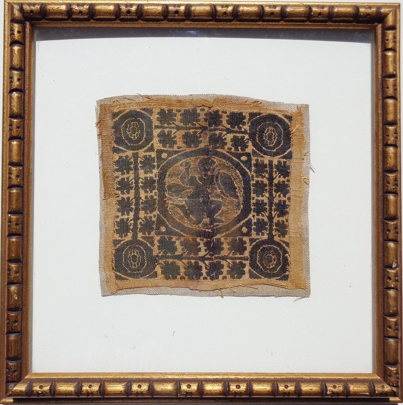 COPTIC ancient EGYPTIAN textile 6-7th cent LINEN frame CHRISTIAN 5x6 HARLAN BERK