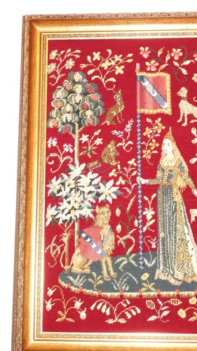 Schöne Handgestickt Gobelin mit Petit Point Stickerei" Die Dame mit dem Einhorn" - Bild 3 von 8