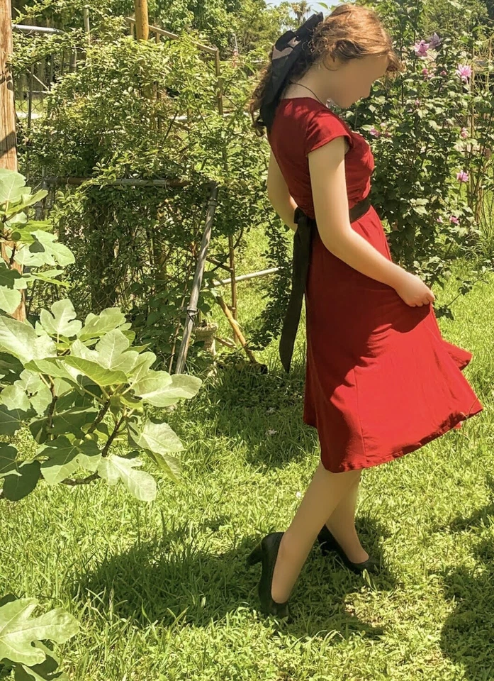 jones studio red wine swung dress Vintage 90s 50s 40s Dark Feminine Academia - Image 2 of 4