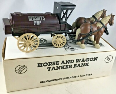 Hershey's Syrup Horse & Delivery Wagon Locking Coin Bank  Vintage 1991 New 