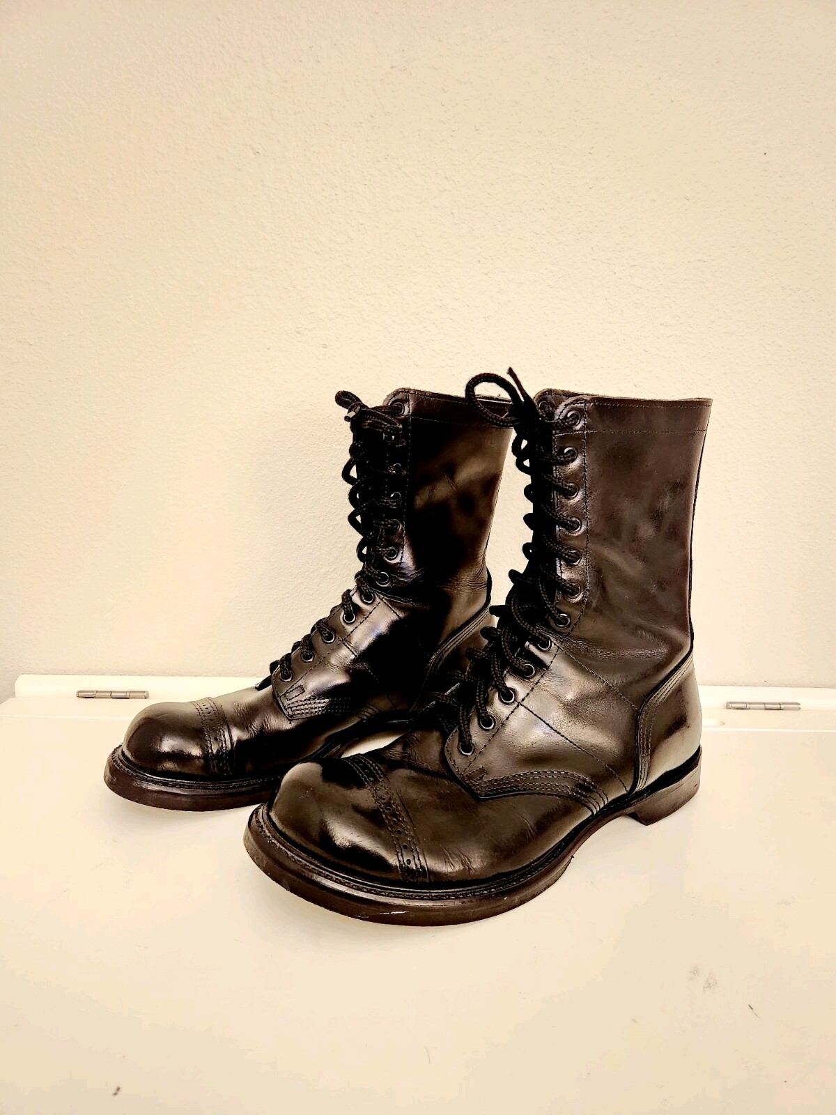 Double H 975 Men's Black Leather Cap Toe Boots Size 11E