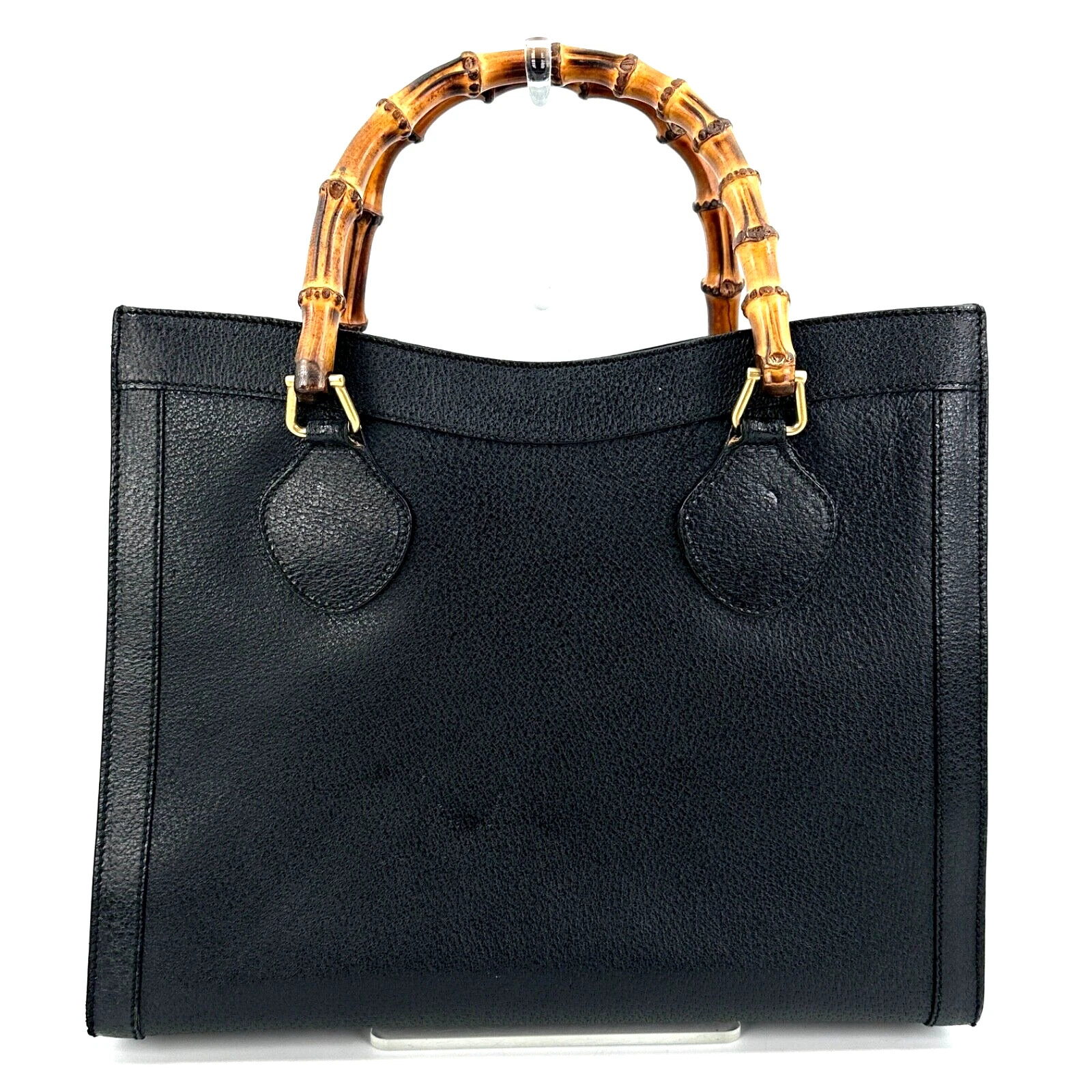 Sac fourre tout vintage GUCCI Diana cuir poignée bambou noir authentique