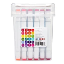 24 KingArt Double Ended Art Alcohol Marker SET Bright Palette Fine Chisel Tip