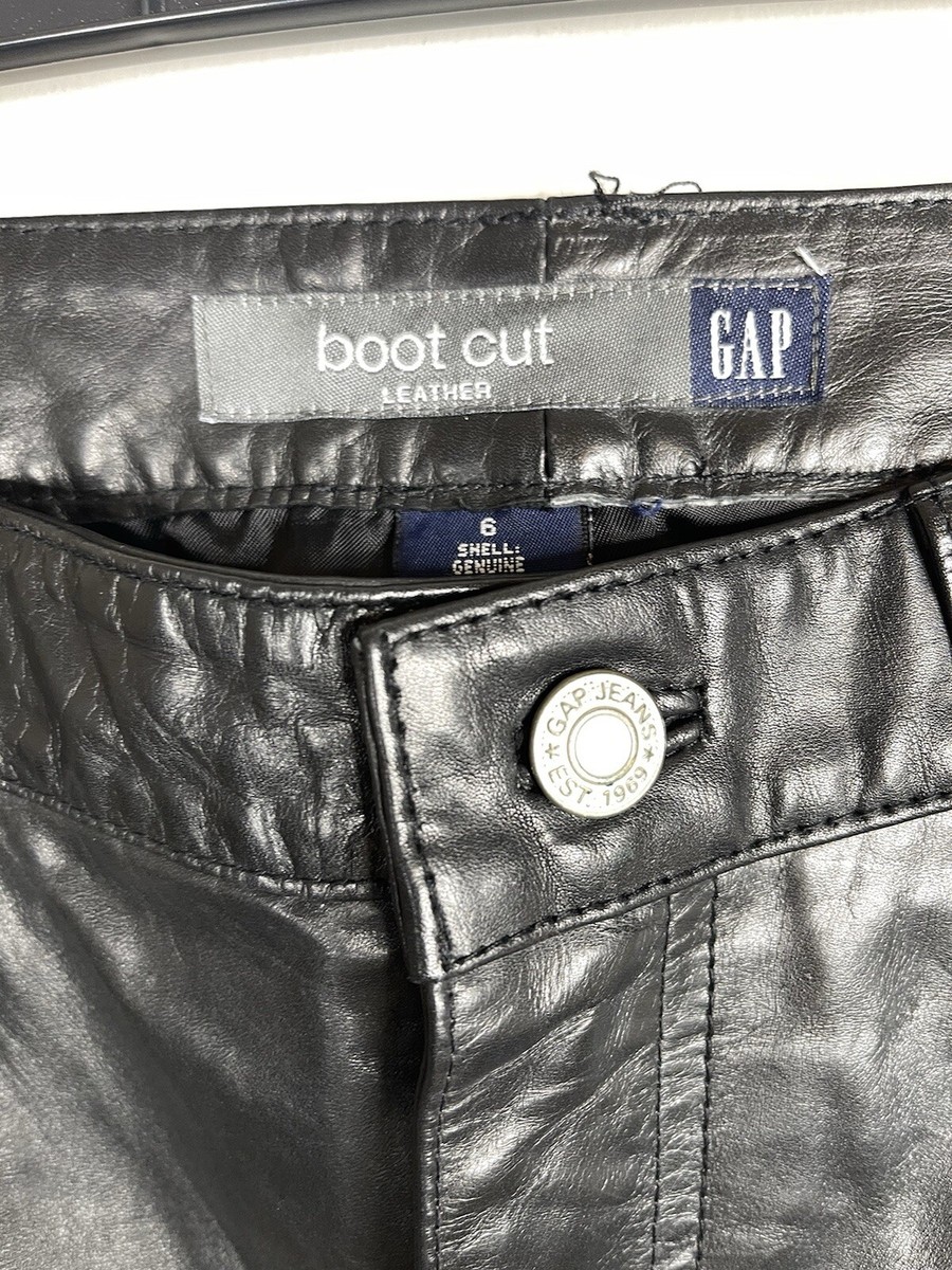 パンツ OLD GAP Leather Pants Size 30R Gap Y2K Vintage Black Genuine Leather Pants Boot Cut Women's Sz 6