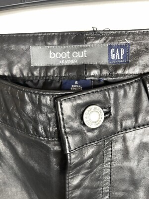 Gap Y2K Vintage Black Genuine Leather Pants Boot Cut Women's Sz 6