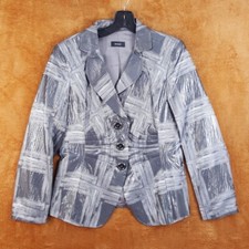 BASLER Jacket Womens Size 38 Gray Button Up P...