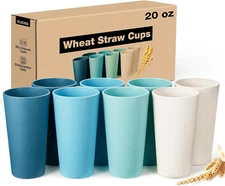 Wheat Straw Cups Set of 8, 20 Oz Unbreakable Drinking Cup, Chip Resistant Cups,
