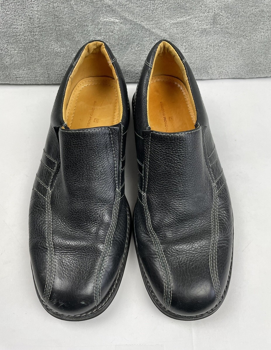 Sandro Moscoloni Mens 10D Black Leather Loafers Driving Slip  display picture 3