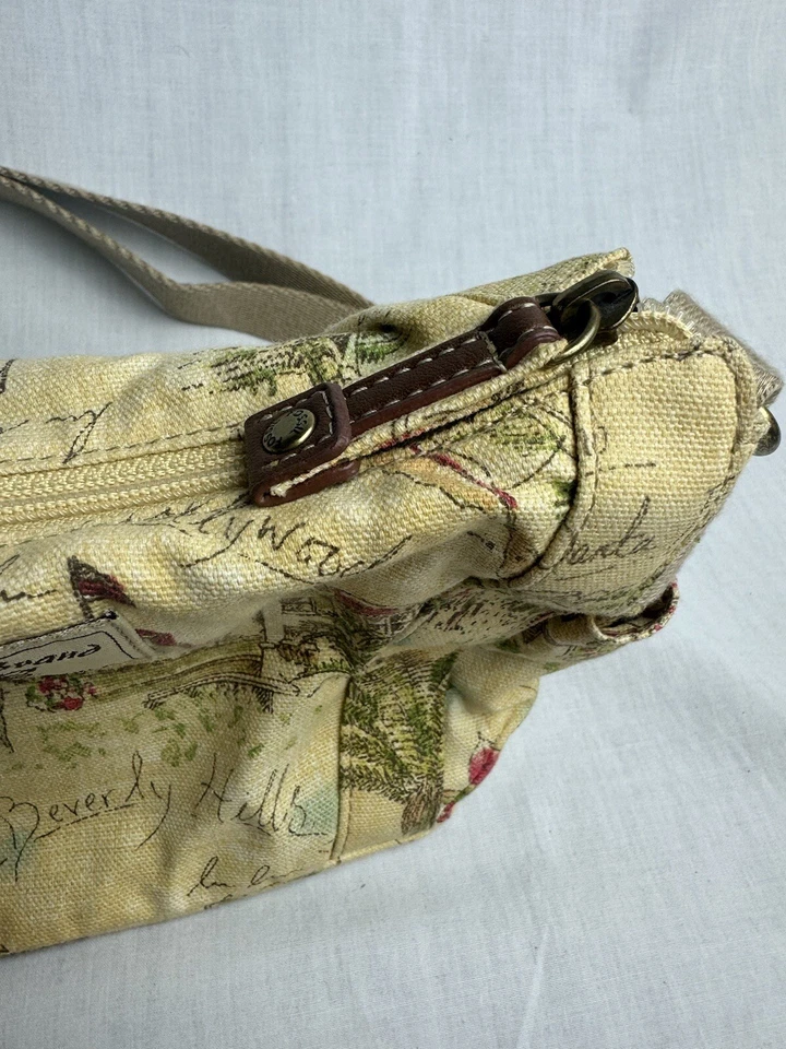 FOSSIL Crosbody Bag Purse Khaki Tan Brown, Adjustable Strap Canvas Cotton - Image 3 of 4