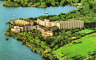 Kailua Kona HI Hawaii Hotel Surf Resort Keauhou Bay Golf Course Vtg Postcard F63