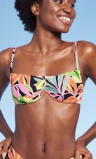 Women's Underwire Bralette Bikini Top - Wild Fable Tropical Print XS