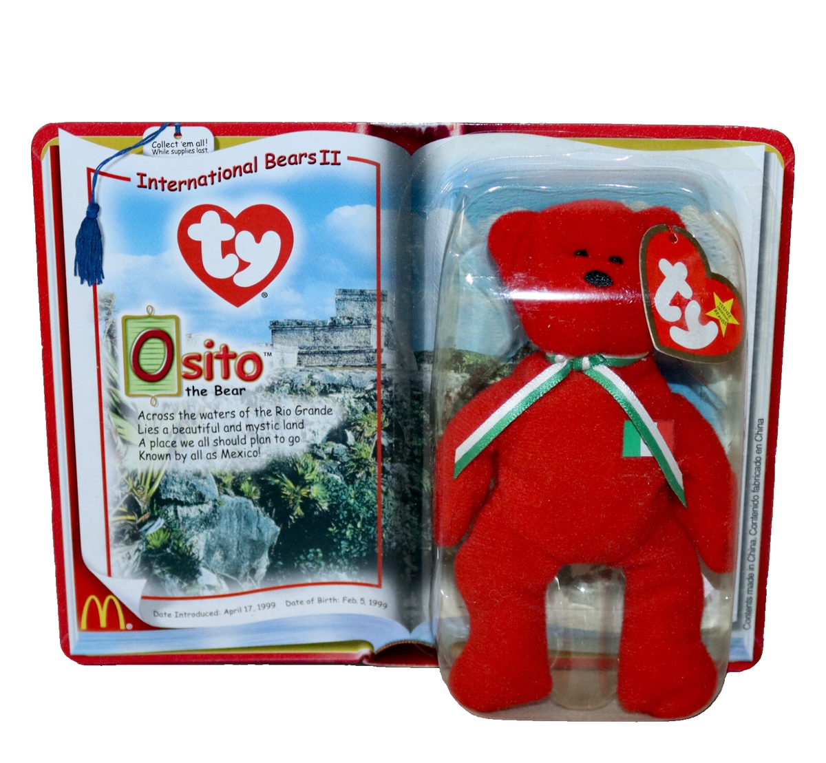 TY International Bear II Osito The Bear Mexico Teenie Beanie Baby 2000  McDonald
