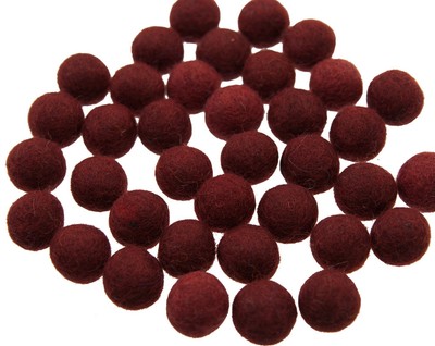 50 Perles En Feutrine Naturelle Bordeaux - Diamètre 2.1 Cm, Artisanat Népal, Décoration Créative