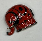 Vintage Signed Eisenberg Goldtone & Black/Red Enamel Elephant Brooch