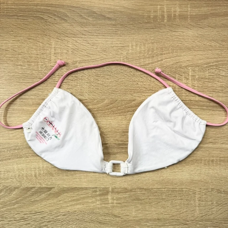 Nuevo Top de Natación de Bikini Oceanus con Cuentas Lentejuelas Blanco Rosa Mediano Foto 2 de 4