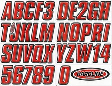 3-Inch Boat  PWC Registration Number Kit, Red/Black.Red - Black