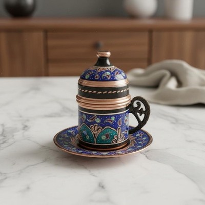 Türkische Kaffeetasse Set geschnitzt Schnitzerei Türkisches Kaffeeservice Luxuriöses Design