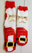 X2 MENS  WOMENS HIS HERS WONDERSHOP SUPER SOFT CREW SOCKS CHRISTMAS SANTA CLAUS