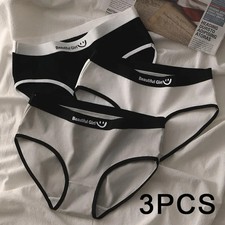 Cotton Panties Mid Rise Soft Breathable Stretch Comfort 3PCS Women Underwear